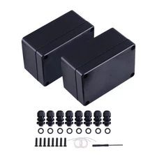 2 PCS Waterproof Plastic Project Box ABS IP65 Enclosure Black Junction Box