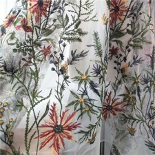 Lovely Floral Embroidery Tulle Fabric for Bridesmaid's Gown