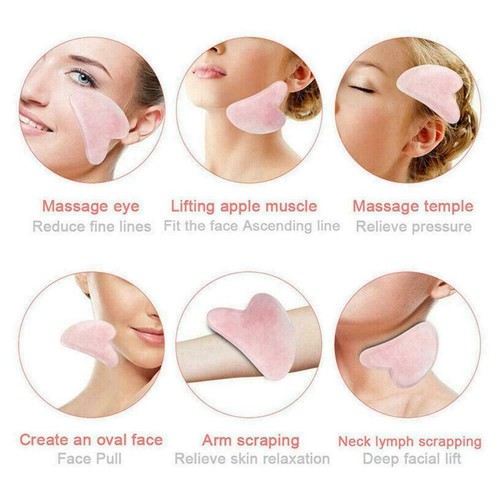 Cuarzo Rosa Natural Gua Sha Cristal Rosa Guasha Piedra Cuerpo Raspado Mejor Masaje - Imagen 6 de 15