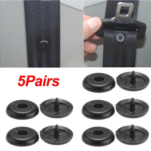 5Sets Black Clip Seat Belt Stopper Buckle Button Fastener Safety Car Accessories - Picture 1 of 12