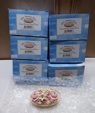 Our America Gift Fancy Flowers Teenie Oval Pink Roses Candle Jar Topper/Lot Of 6