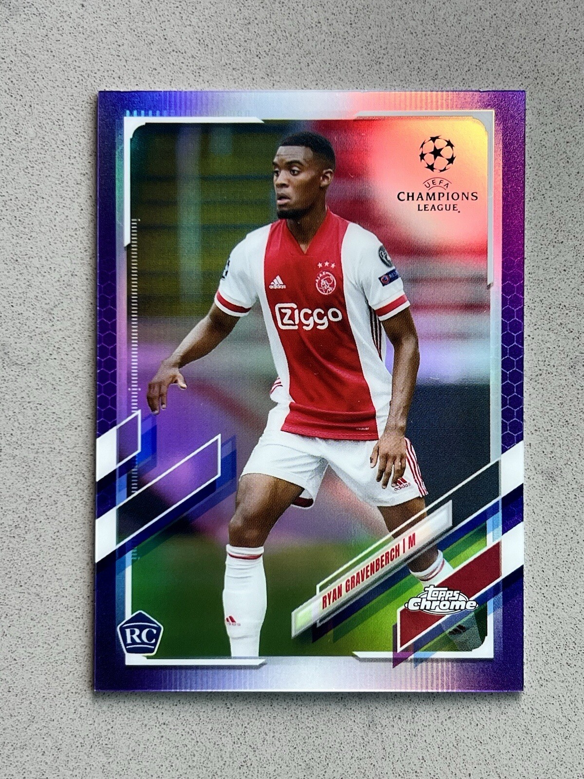 Ryan Gravenberch 2020 Topps Chrome UCL UEFA Rookie RC #98 Purple Refractor /250