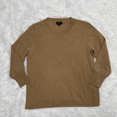 J Crew Damen 100% Kaschmir Pullover Gr. L Large hellbraun braun langarm weich