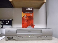 Emerson EWV404 19U 4 Head VHS Gray VCR With New BlankTDK VHS Tape