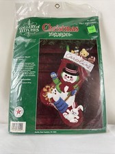 Bucilla Gallery of Stitches Holiday Pals 15" Felt  Sequins Snowman Stocking New