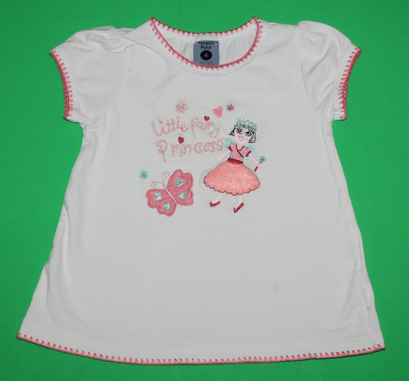 4 NWOT Pumpkin Patch FAIRY PRINCESS White Peach Pink Stretchy SHIRT Top Girls 