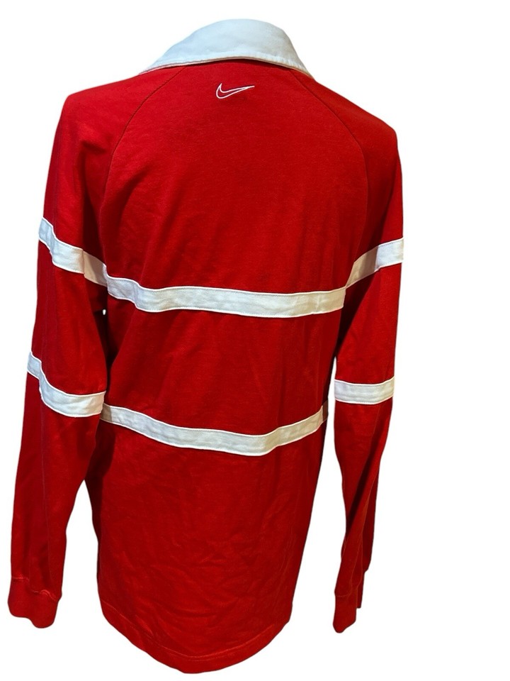 Nike Rugby Polo Shirt Men Sz S Long Sleeve Embroidered “SWOOSH