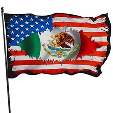Mexico USA Friendship 3X5 Ft Flags with Brass Grommets for Dorm Home Decor, M1