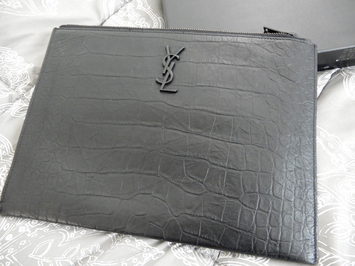 Men's YSL Saint Laurent Paris Monogram Clutch Bag I-Pad Holder