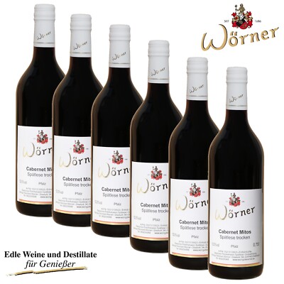 (8,62 /l) Cabernet Mitos Spätlese trocken 6 x 0,75l WEINGUT WÖRNER Rotwein Wein