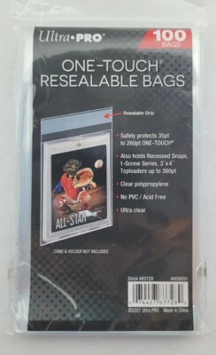 100 PACK- Ultra Pro One-Touch Resealable Bags for 35pt - 260pt Ultra Clear Bag