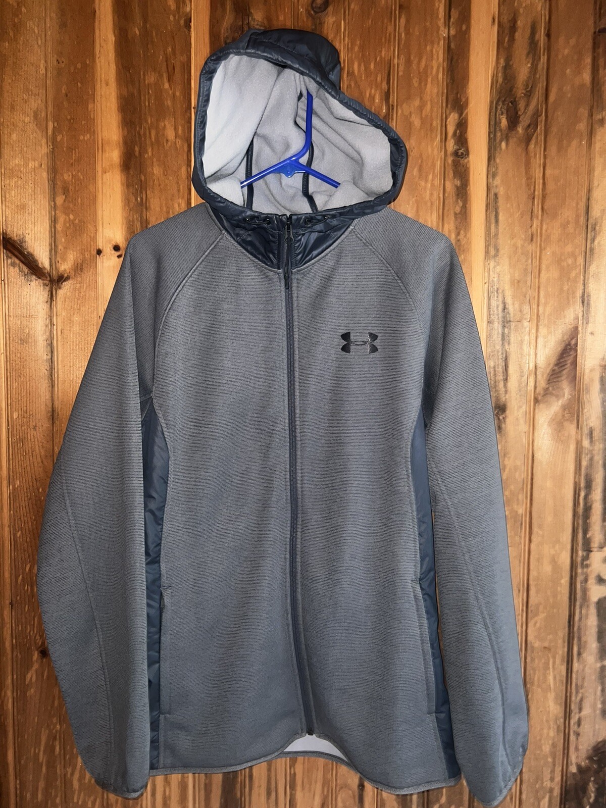 G87 Under Armour Fleece Gray Storm Jacket Full Zip Hoodie Mens Medium