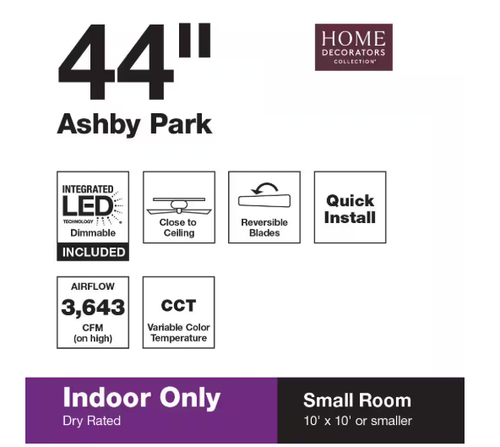 Ashby Park 44 in. Color Changing LED Brushed Nickel Ceiling Fan with Light Kit - Picture 13 of 15