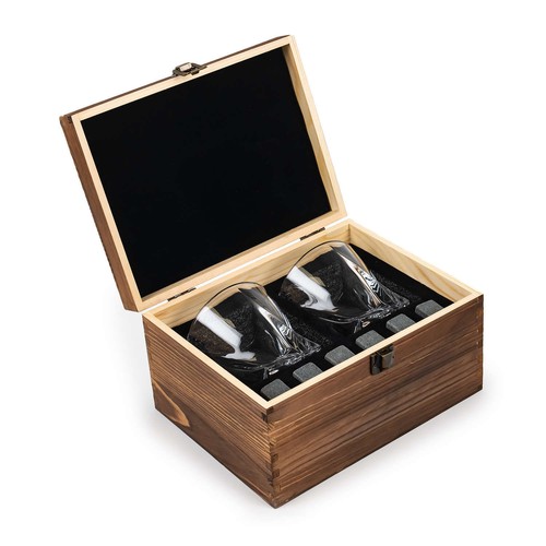 Whisky Gläser Set (x2 270ml) in einer Holzkiste für Scotch, Rum, Bourbon, Wodka - Bild 3 von 5