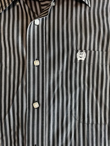Cinch Men's Long Sleeve Large Black/Gray Button Down Striped Shirt - Picture 2 of 4