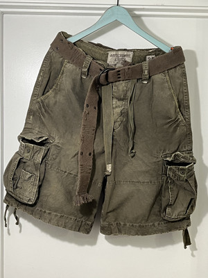 Vintage Abercrombie and Fitch A&F Heavyweight Cargo Shorts 34 Olive Green