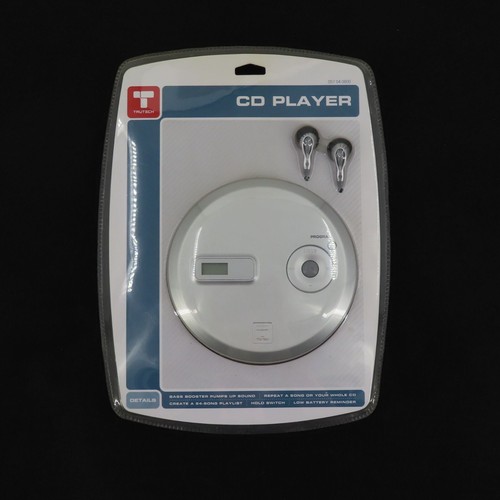 TruTech CD Player Personal Portable Earbuds Silver Bass Booster Hold Switch NEW - Picture 10 of 11