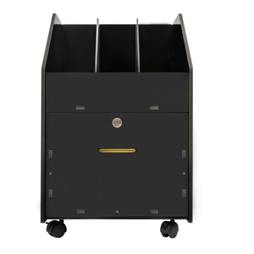 Mobile File Organizer w/Lock Under Desk Rolling File Cabinets Wood File Holder - Picture 15 of 21