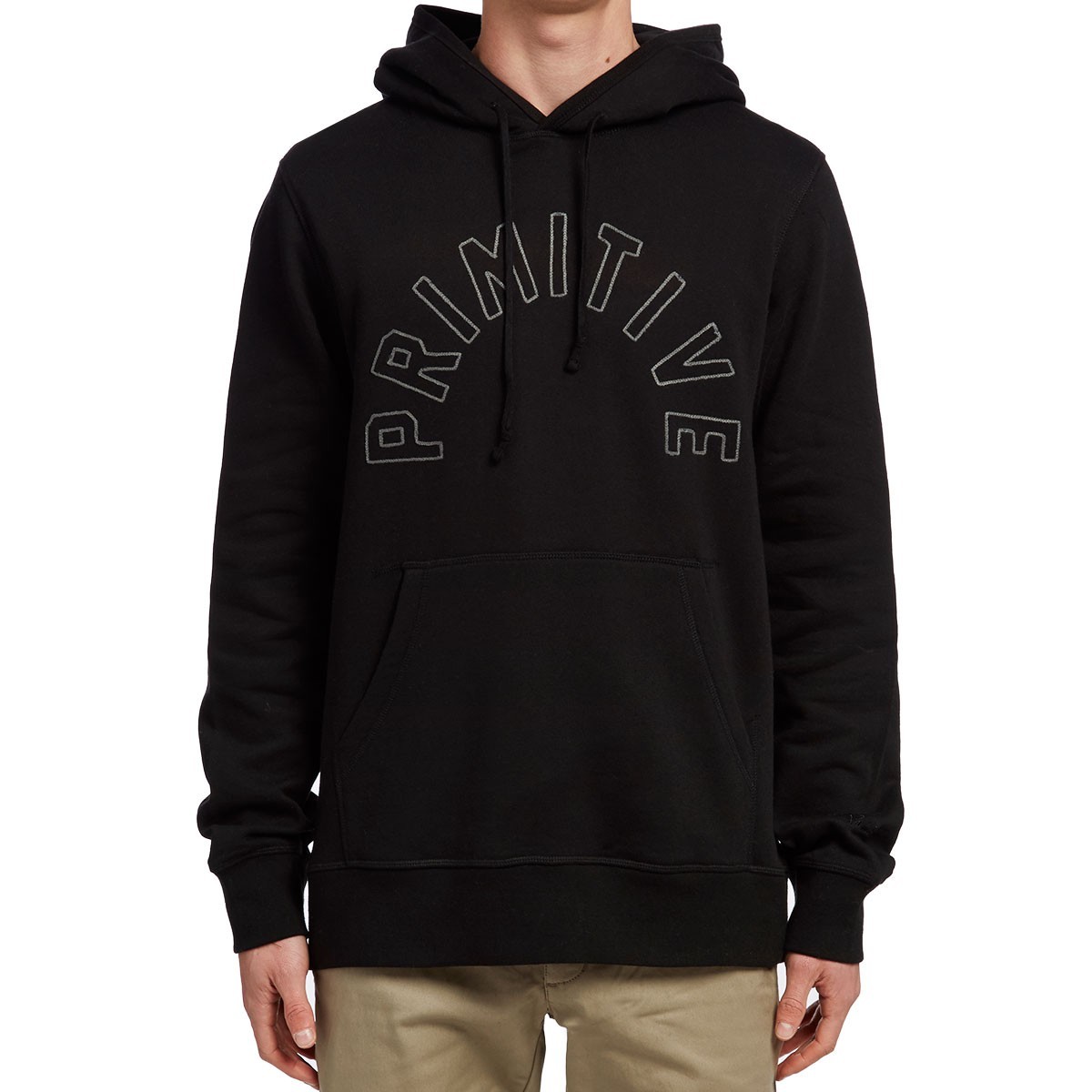 Primitive ARCH HOODIE Black Grey Stitch Logo Pullover Sweatshirt