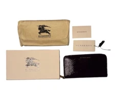 BURBERRY London Patent Leather Elmore Zip Around Wallet in Dusty Violet