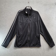 Nike Women Track Jacket XL Black Swoosh Logo Pockets Mock Neck Long Sleeve