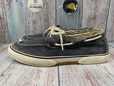SPERRY TOPSIDER Halyard Mens 13M Boat Shoes Acid Wash Blue Canvas
