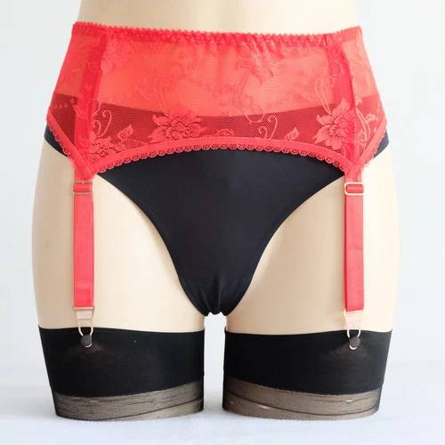 S-3XL Floral Lace Garter Belt 4 Straps Metal Clips Sexy Suspender F Thigh Highs - Picture 23 of 64