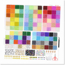 114 Colors Gl Seed Beads Kit - 28500pcs 3mm Jewelry Making Kit for Girls with Al