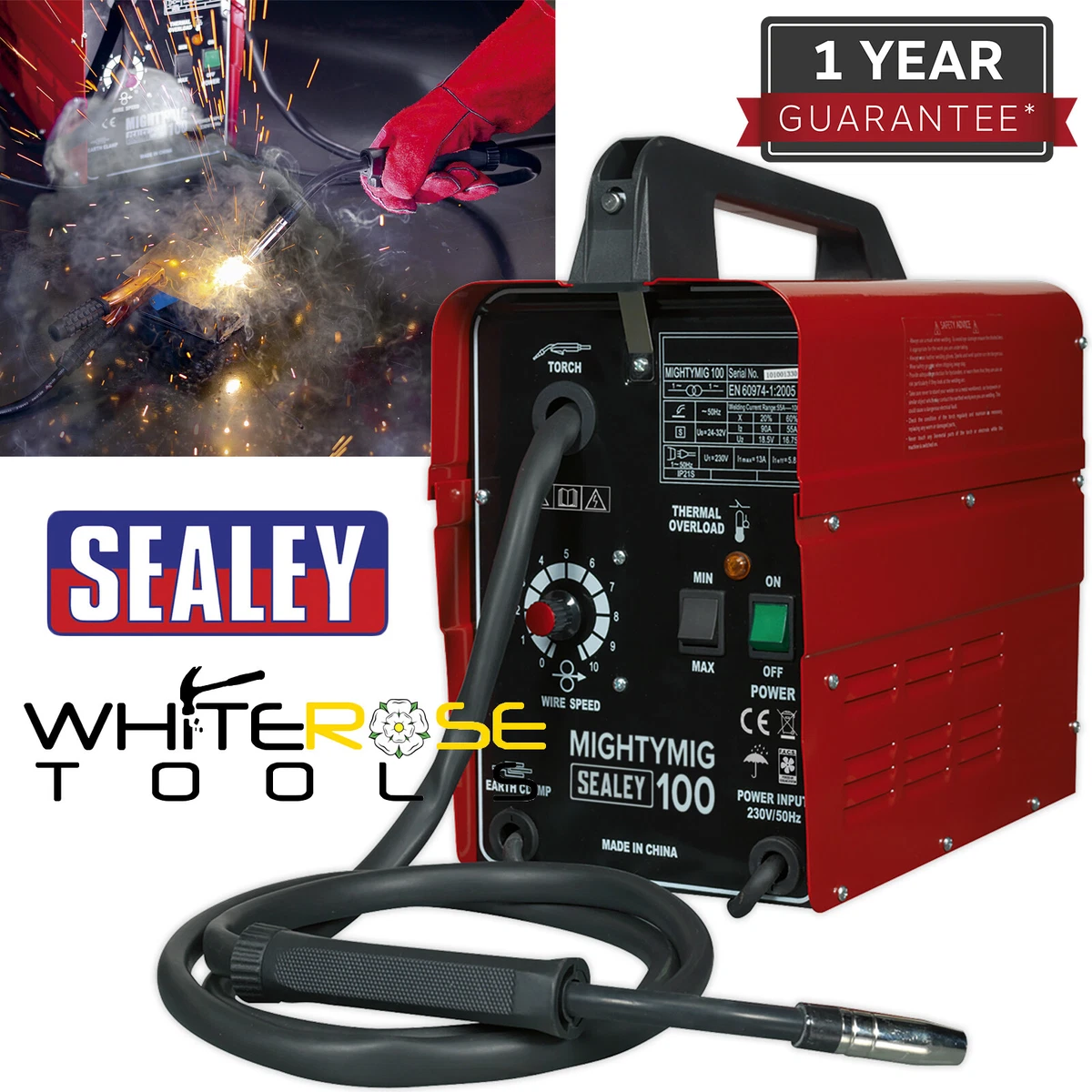 Sealey MIG Welder 100A 230V No Gas Gasless Mighty Mig Flux Wire