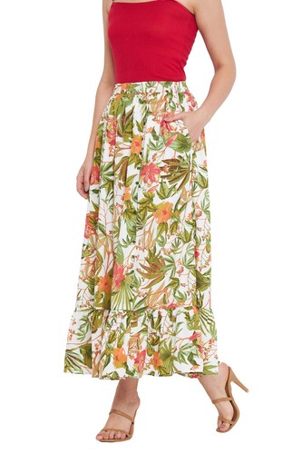 Women Skirt Midi High Waist Printed Casual Beach Swing A Line Skirts for Girls - Picture 46 of 58