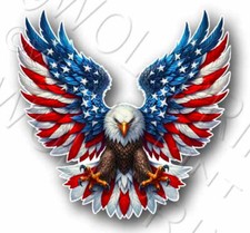 American Flag Bald Eagle Sticker 4.4"-11.3" Wide Patriotic Vinyl