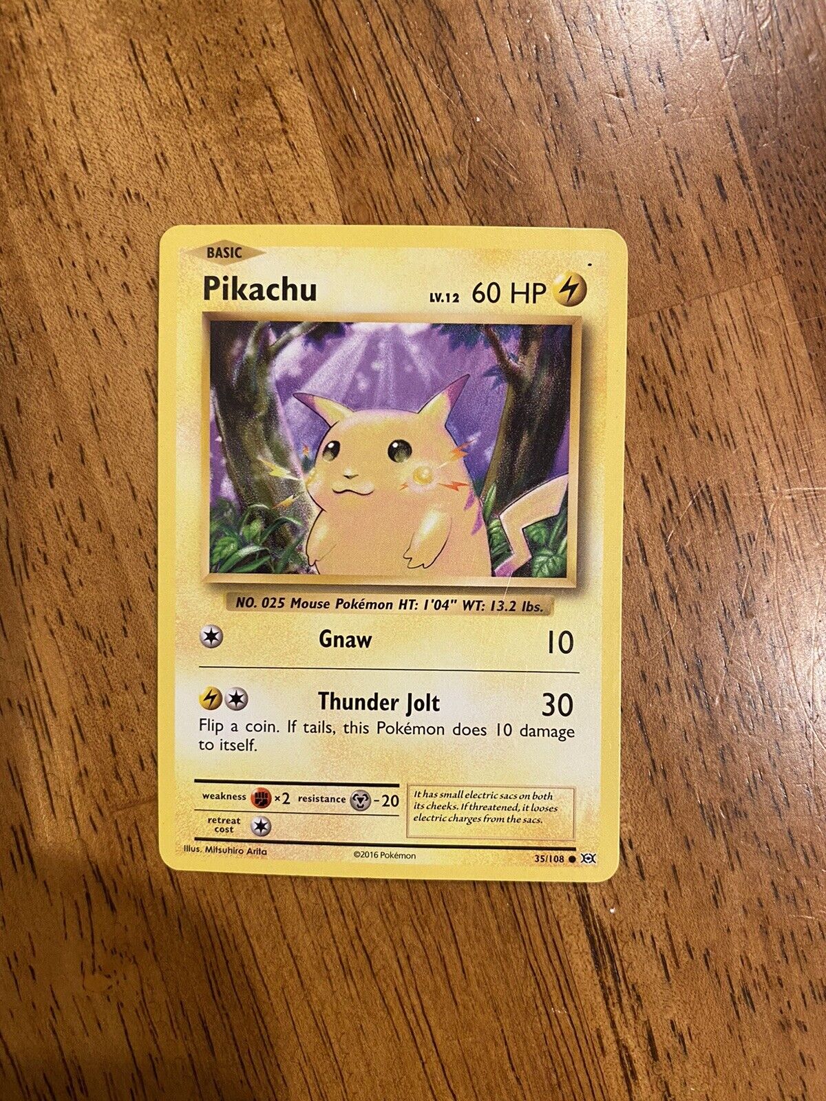 Pikachu Card HOLO 2016 35/108 LV. 12 60HP