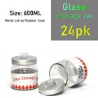 <!--F#f_0-->24x Glass Jar 600ml Rubber Seal Lid Kitchen Food Storage Container Jars Canister<!--F/-->