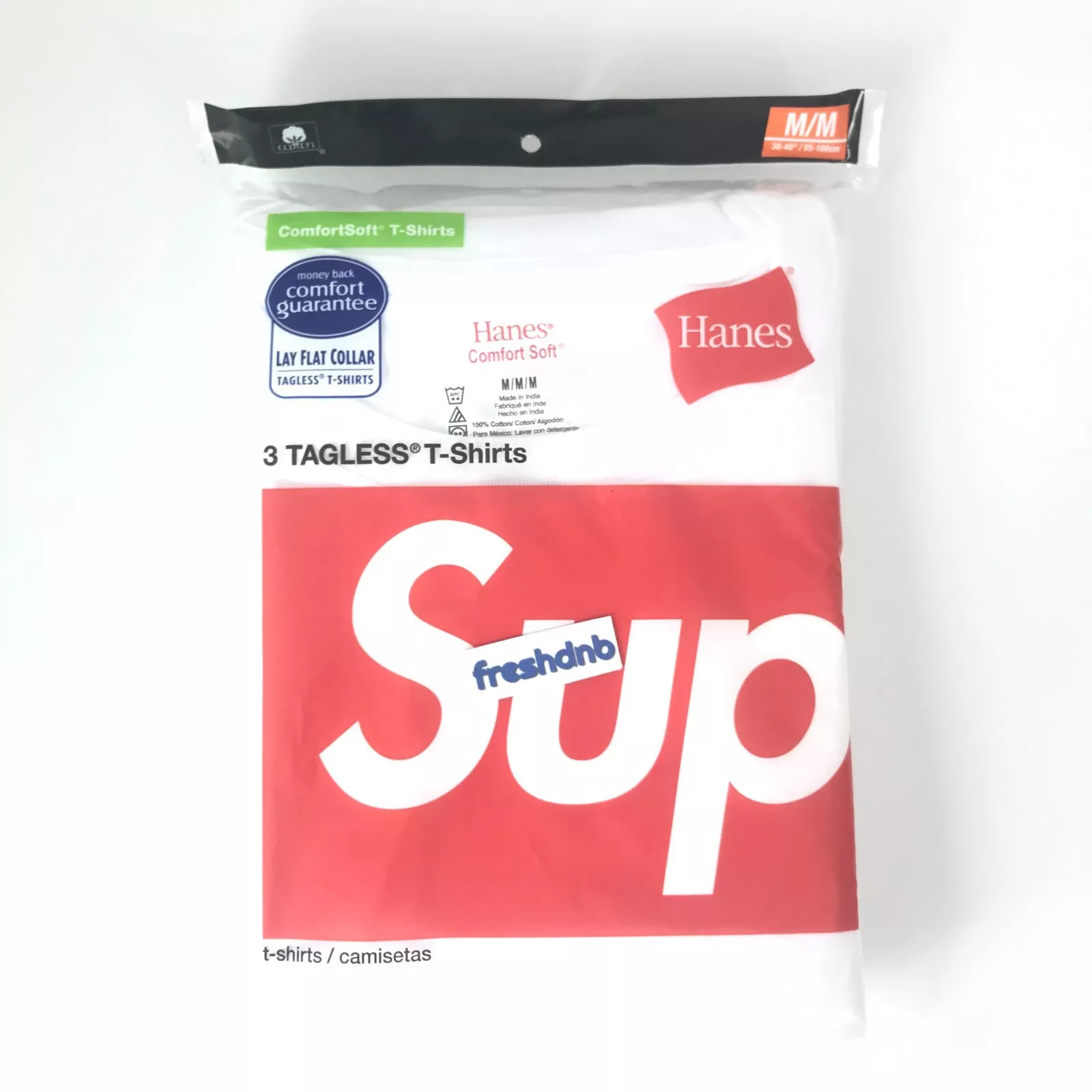 T shirt sans tag Supreme Hanes   Noir   Petit   Pack de 3
