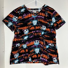 Disney Halloween Scrub Top XL Nightmare Before Christmas Jack Skellington