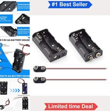 2x AA Battery Holder 1.5V Snap Connector Kit 3V 6 Inch Wire Leads for LED