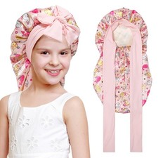 AWAYTR Kids Bonnets for Girls - Satin Long Hair Braid Bonnet for Sleeping D...