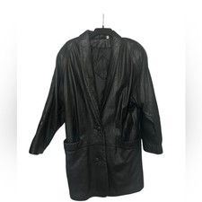 Women's Black Leather Jacket Stylish Vintage 80  s
