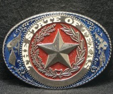 XB27143 GOOD VINTAGE 1970s THE STATE OF TEXAS COMMEMORATIVE MENS BELT BUCKLE