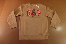 Gap Kids Boy Size XXL 14-16 Brown Bear Logo Crew Neck Pullover Sweatshirt NWT