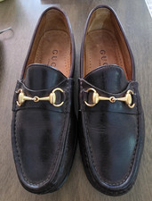 Gucci Brown Leather Horsebit Loafers Slip-On Dress Shoes Men's US 7 EU 39M