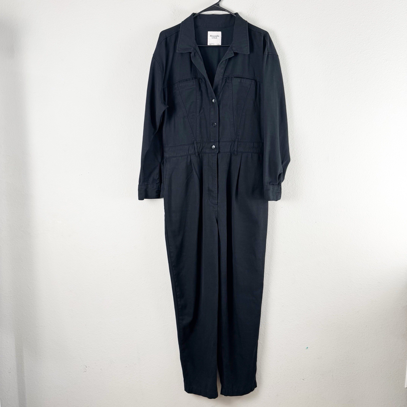 Abercrombie & Fitch Women's Long Sleeve Utility Jumpsuit Size L Black *Read*