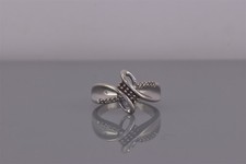 Sterling Silver Diamond Accented Looped Swirled Band Ring 925 Sz: 7