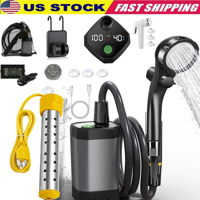 #ad #ad 6000mAh Rechargeable Camping Shower with Immersion Water HeaterFor HikingTrave $46.98