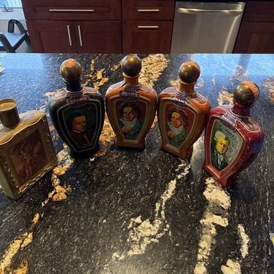 VTG RARE LOT OF 4 BEAMS CHOICE BOURBON WHISKEY BOTTLES And One Whiskey Bottle