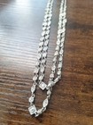 19" Vintage Givenchy Silver Tone CZ Prong Set Station Double Link Necklace — photo 2