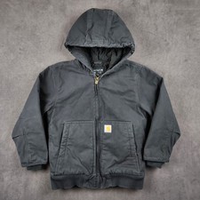 Carhartt Flannel Quilt Lined Active Jacket Youth Medium 10 12 Black OJ8545-B