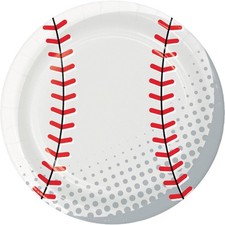 Sport Spirit Baseball Party Paper Plates 9" Red White 32ct
