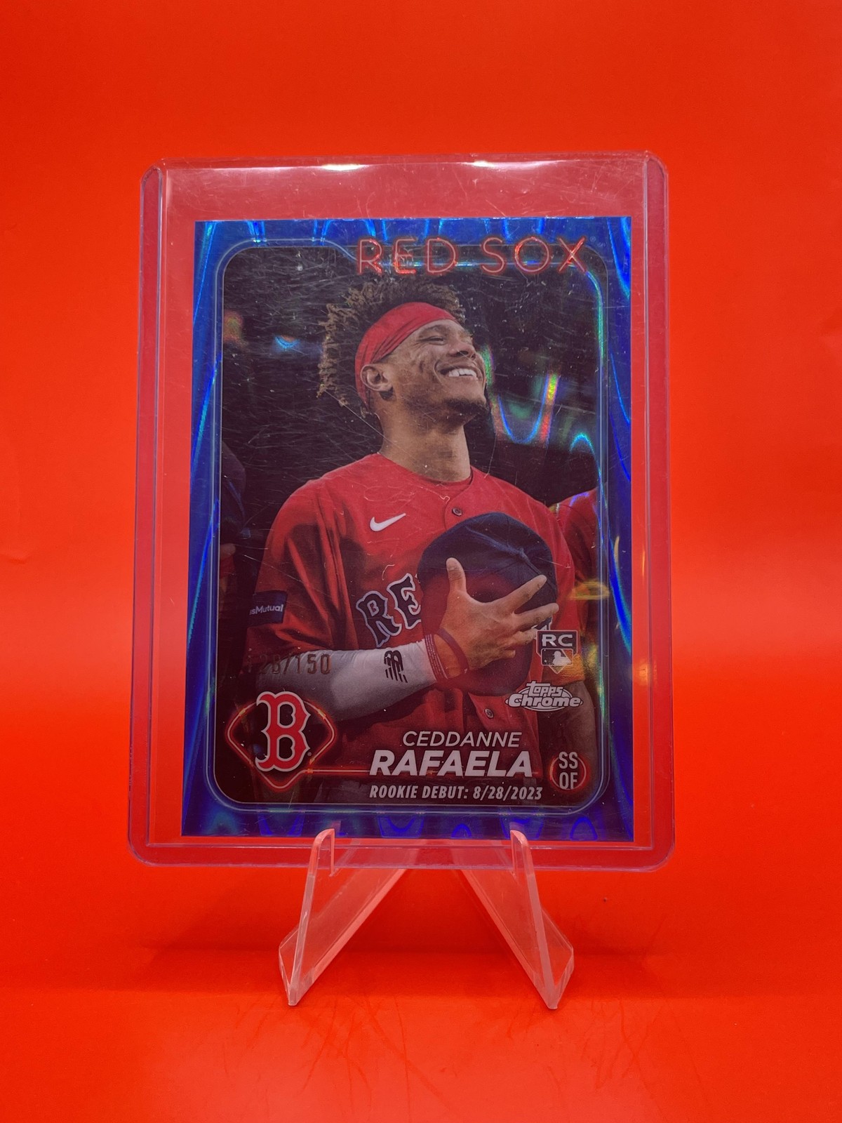2024 Topps Chrome Update #USC44 Ceddanne Rafaela Blue RayWave Refractors #/150