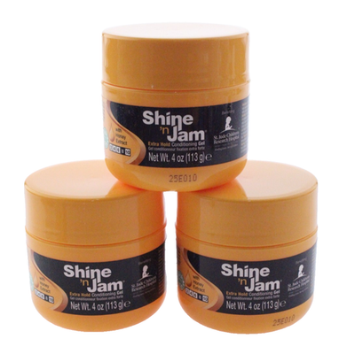 3 PK Ampro Shine 'n Jam Conditioning Gel, Extra Hold 4 oz Wave